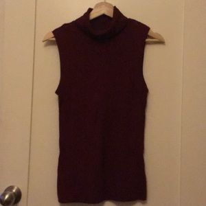 WHBM Deep Red Sleeveless Turtleneck Sweater